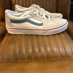 Size 9 Men's 10.5 Women's Vans and Sk8- Low Marshmallow Blue White Red
